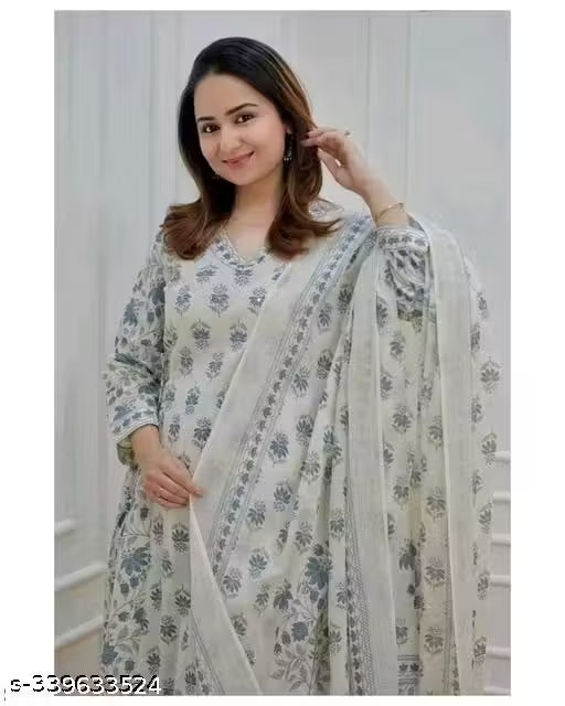 Cotton Nyra Cut Kurti with Pant and Dupatta