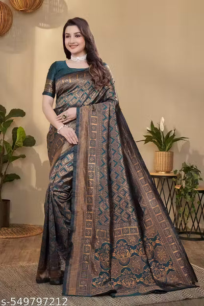 Elegant Banarasi Silk Blend Saree with Blouse