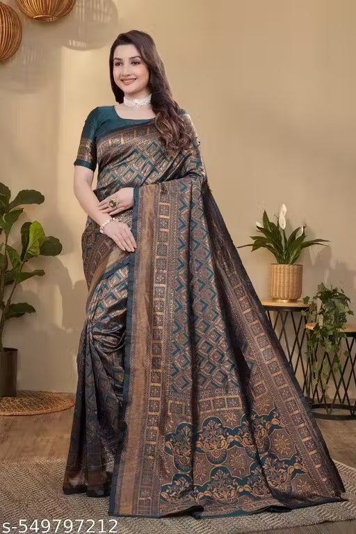 Elegant Banarasi Silk Blend Saree with Blouse