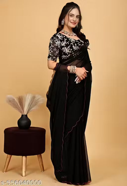 Trending Saree with Floral Print and Embroidery