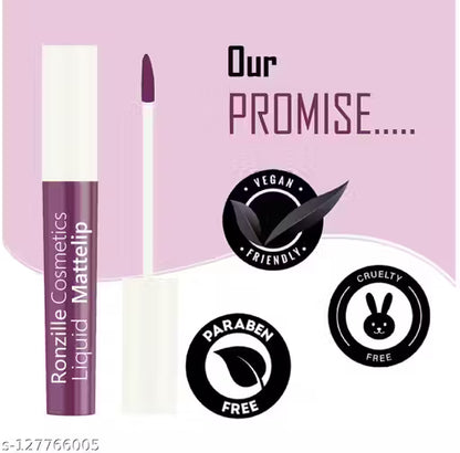 RONZILLE Matte liquid lipstick Non Transfer plus Lip gloss Purple Edition Pack of 4