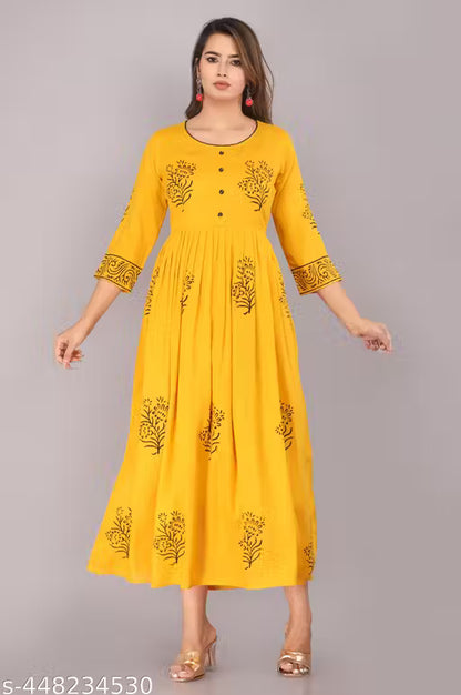 Rayon Hand Block Print Kurta