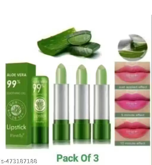 (Pack of 3)Aloe vera moisturizing lipstick long lasting notorious lip balm