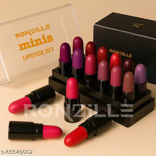 Ronzille Ayurvedic Creamy Matte Lipstick Set For Lip Hydrating & Moisturizing, Suitable For All Skin Tones Set Of 12