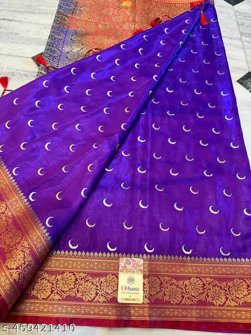 Chandrakon Chand Buti Satin Silk Embroidered Saree for Wedding and Parties