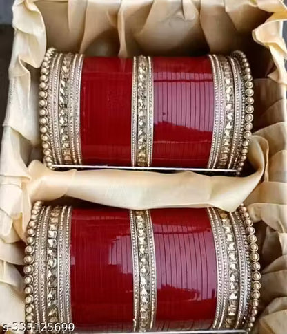 Kundan Work Bridal Look Chooda Set For Women And Girls ( Pack Of Both Hand Chooda Set )