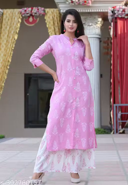 Rayon Printed Kurti with Palazzo Set