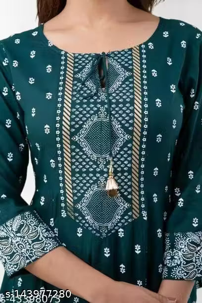 Women's Rayon Kurti With Dupatta And Bottom wear 3 Piece Set