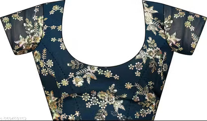 Elegant Soft Georgette Saree with Scalloped Border & Detailed Embroidery Blouse