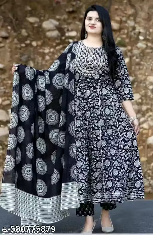Premium Printed Designer kurti with Pant And Cotton Dupatta