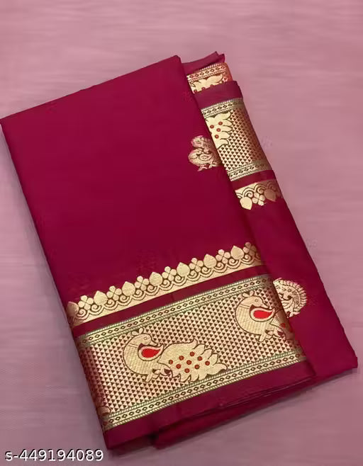 pethani soft Silk Saree With Blouse Piece Style Saree (Maroon)