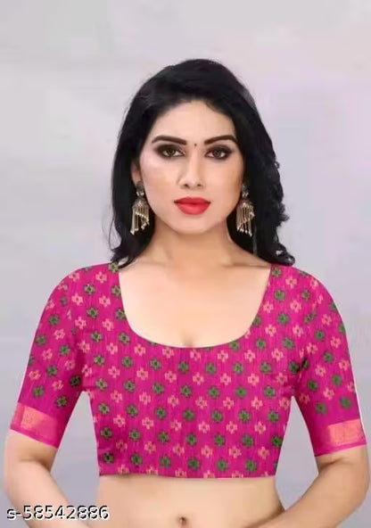 Pink Brasso Cotton Blend Saree with Blouse
