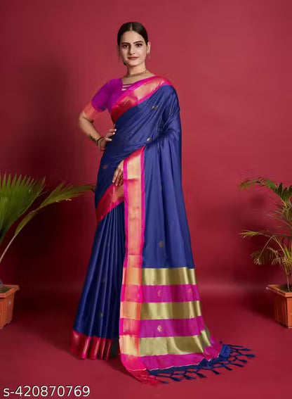 Traditional Design Paithani Sico Silk Saree with running blouse piece