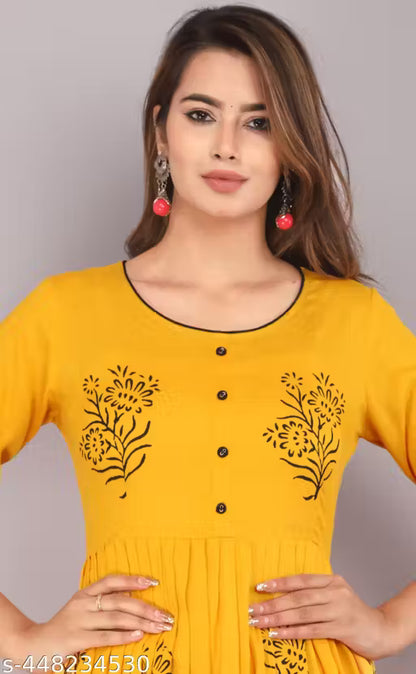 Rayon Hand Block Print Kurta
