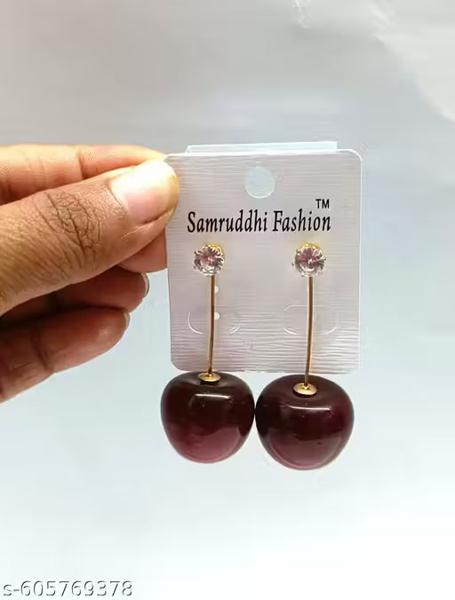 Elegant Pearl Drop Earrings & Trendy Cherry Design Earrings