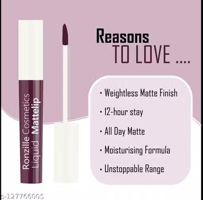 RONZILLE Matte liquid lipstick Non Transfer plus Lip gloss Purple Edition Pack of 4