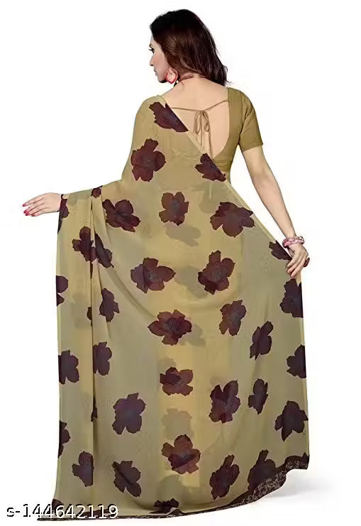 Georgette Printed Saree with Blouse Piece