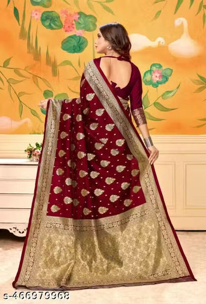 Trendy Banarasi Silk Saree with Unstitched Blouse
