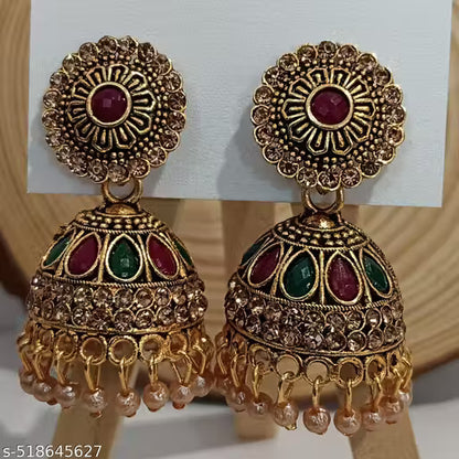 Pearl Alloy Jhumki Earring, Goled and Silver Jhumki Earring ( Combo of 4 )