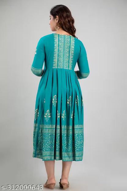 Women Rayon Printed Aaradhya Anarkali Kurtis