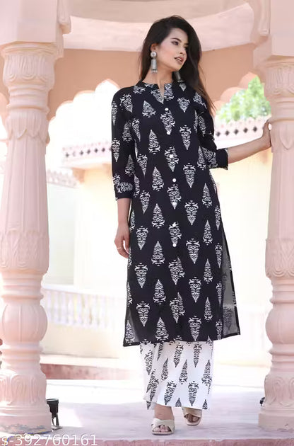 Woman And Girls Rayon Fabric Printed Kurti With Palszo Set