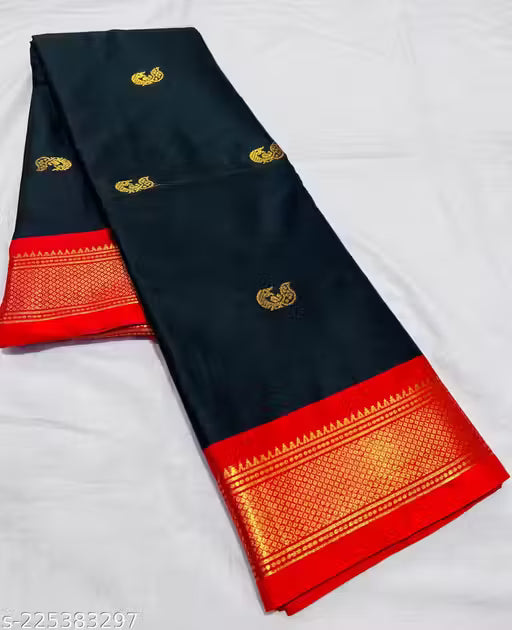 Paithani Cotton silk saree peacock butti latest Paithani saree