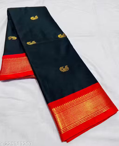 Paithani Cotton silk saree peacock butti latest Paithani saree