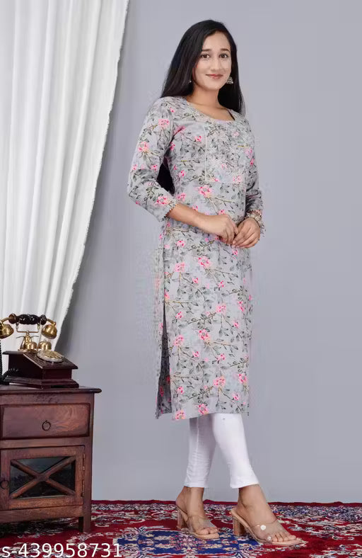 Women's Latest Design Printed Causal And Daily Use Kurti For Office