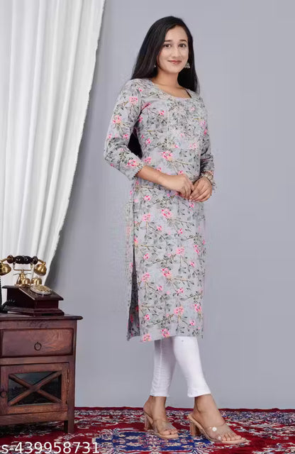 Women's Latest Design Printed Causal And Daily Use Kurti For Office