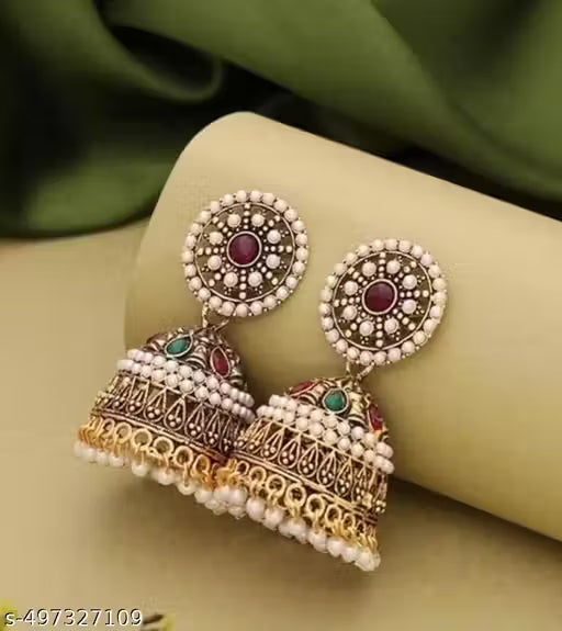 New Fashionable Silver and Gold Oxodised Rajwadi Jumakha Set (Pack Of 2)