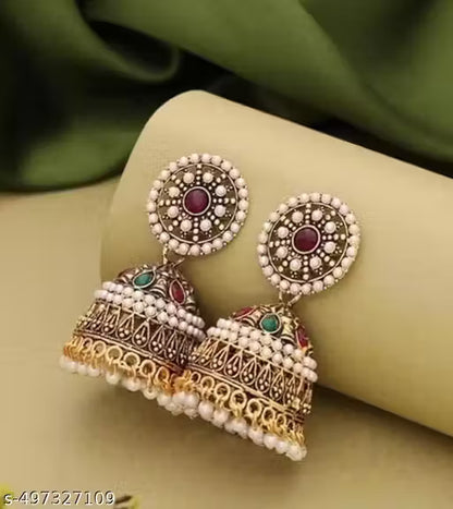 New Fashionable Silver and Gold Oxodised Rajwadi Jumakha Set (Pack Of 2)