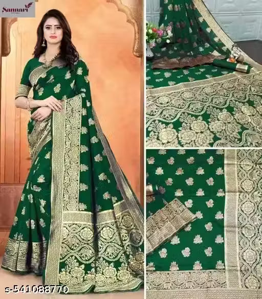Soft Banarasi Silk Saree with Blouse-green