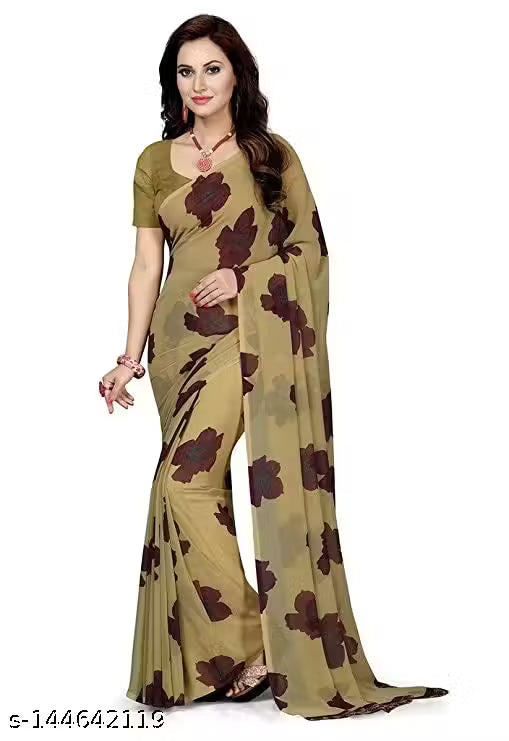 Georgette Printed Saree with Blouse Piece