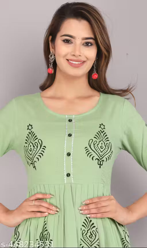 New Printed hand block kurti round nack and ethnic wear
