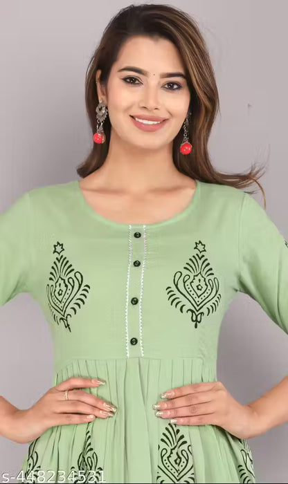 New Printed hand block kurti round nack and ethnic wear