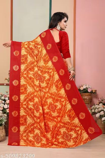 Bollywood Style Floral Printed Saree For Women with Unstitch Blouse Piece