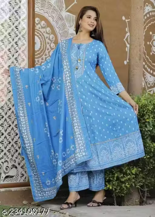 Womens Kurta with Dupatta and Bottomwear 3PICE SET