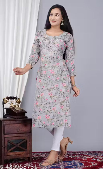 Women's Latest Design Printed Causal And Daily Use Kurti For Office