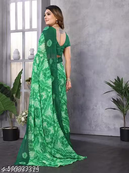 Daily use Floral Printed Saree with Unstitch Blouse Piece