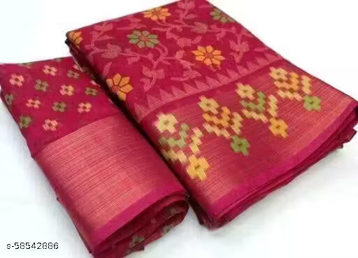 Pink Brasso Cotton Blend Saree with Blouse