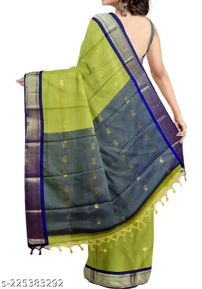 Paithani Cotton silk saree peacock butti latest Paithani saree