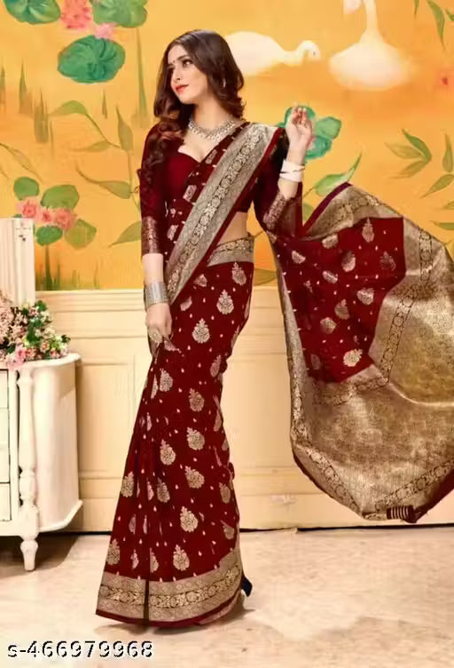 Trendy Banarasi Silk Saree with Unstitched Blouse