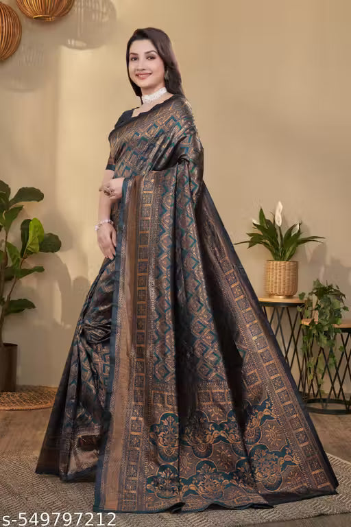 Elegant Banarasi Silk Blend Saree with Blouse