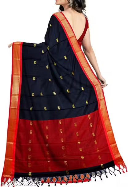 Paithani Cotton silk saree peacock butti latest Paithani saree