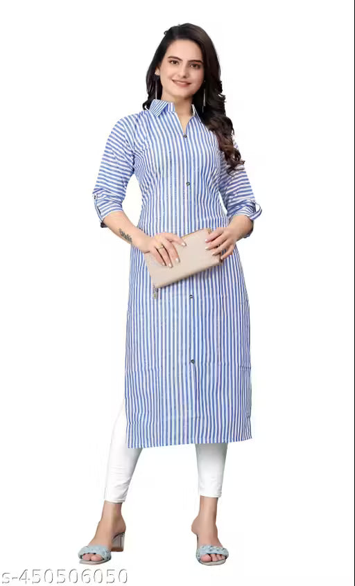 New Fancy Bollywood-Inspired Trendy Women's Cotton Straight Kurti