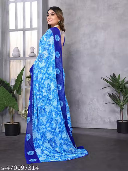 Georgette Printed Saree with Blouse Piece