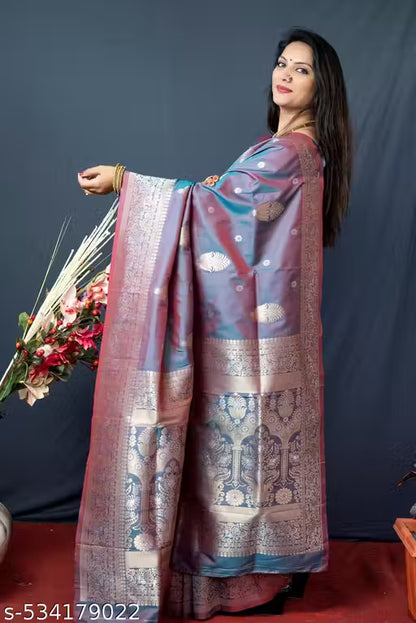 Women's Kanchipuram Pure Silk Saree with Zari