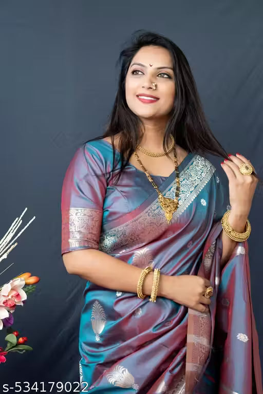 Women's Kanchipuram Pure Silk Saree with Zari