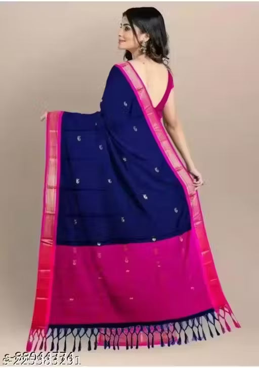 Paithani Cotton silk saree peacock butti latest Paithani saree