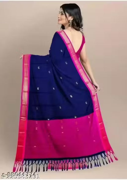 Paithani Cotton silk saree peacock butti latest Paithani saree